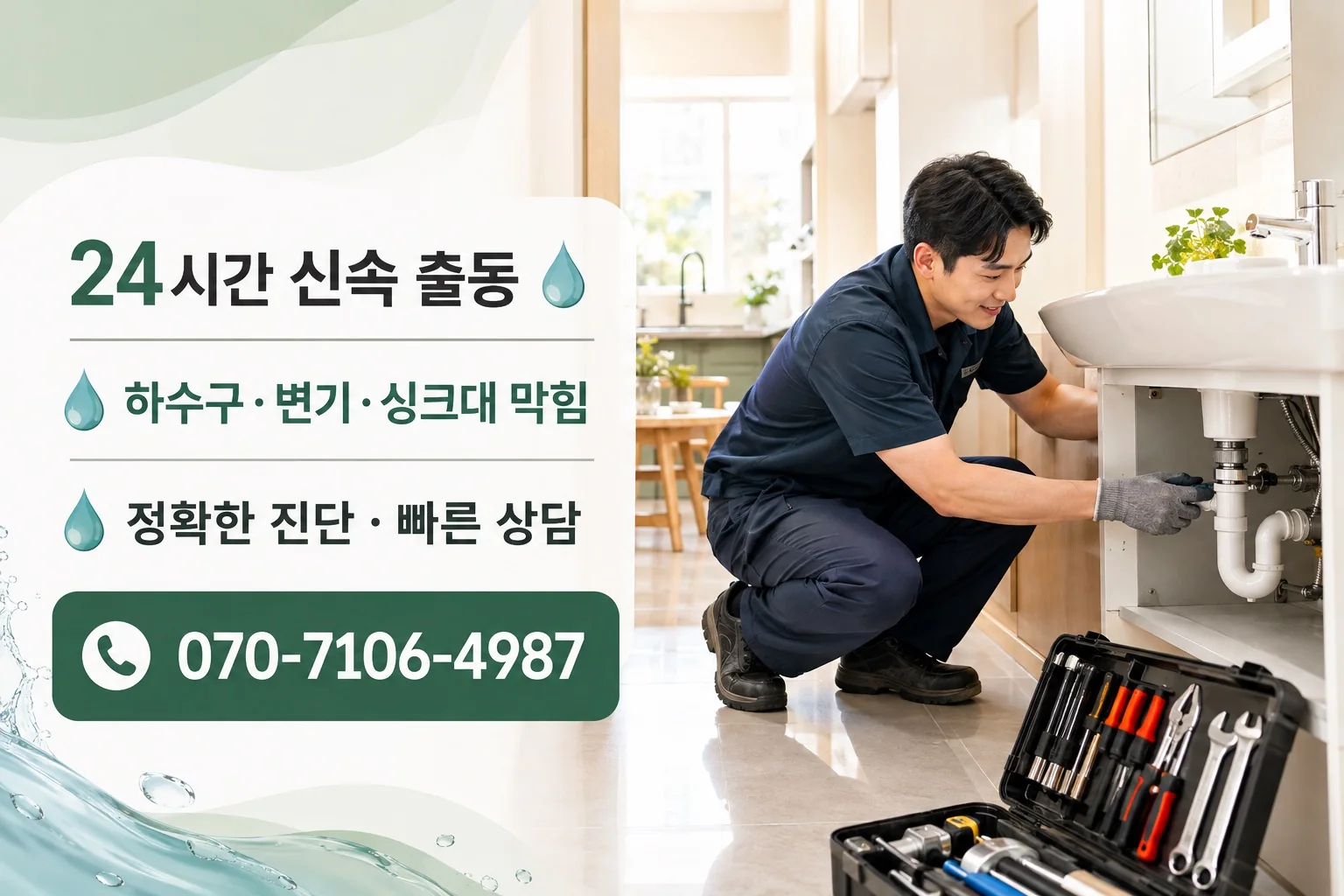 새담배관 주거 싱크대 배관 점검 서비스 안내